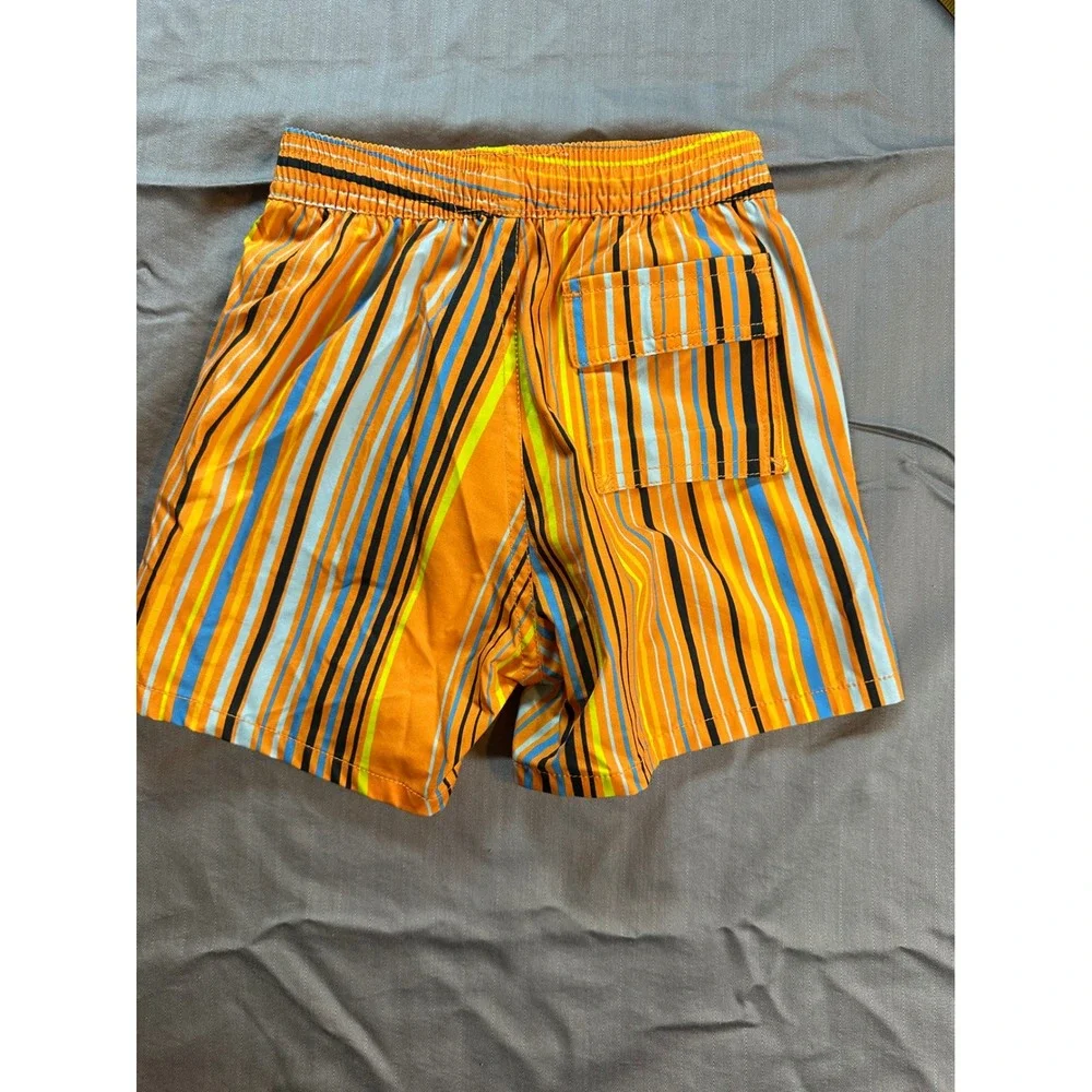 Psycho‎ Bunny Toddler Swim Trunks Size 3T Orange Striped Swim Shorts Boys Lined